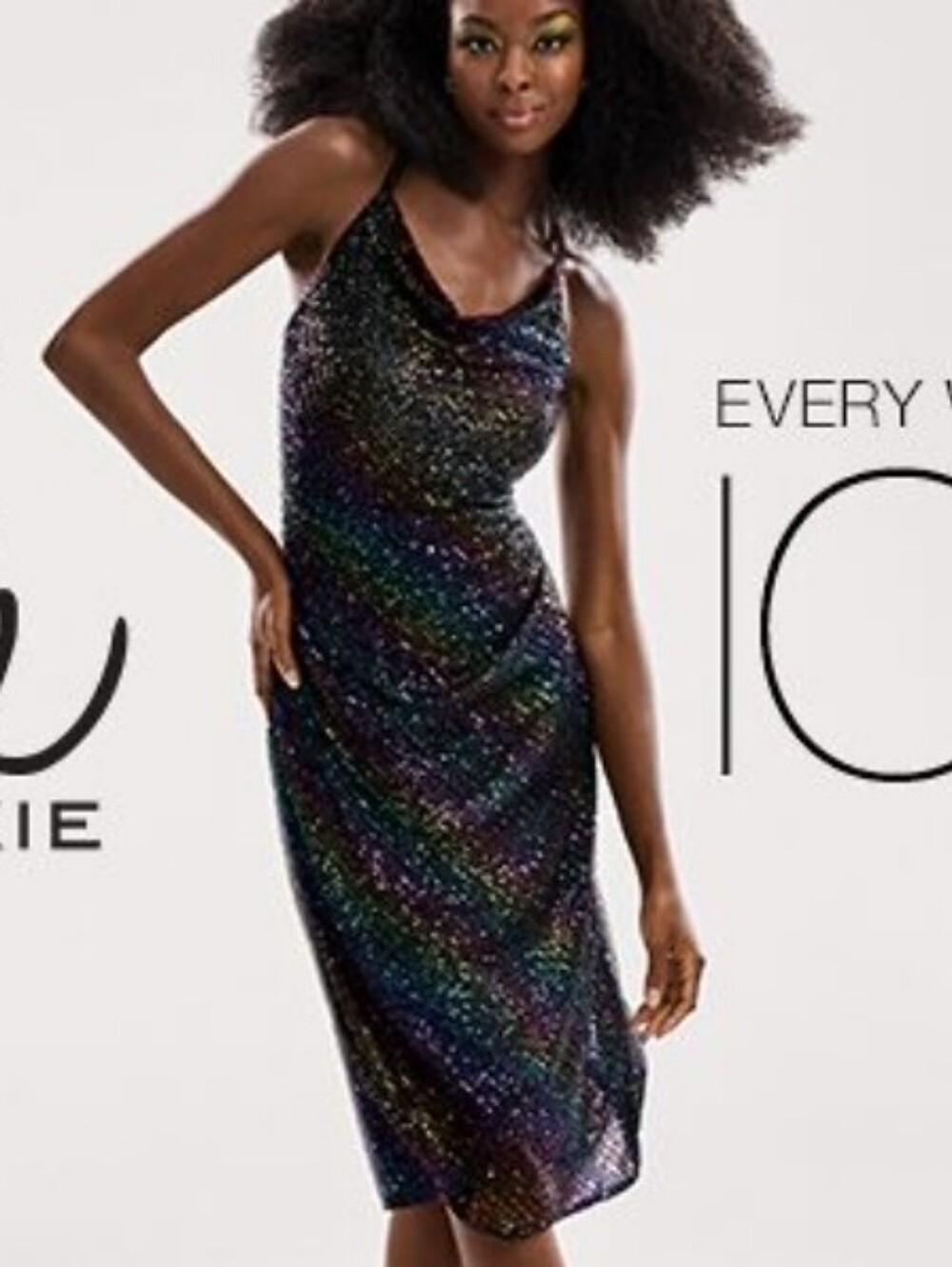 Bob Mackie Collection Cowl Neck Sequinned Midi Cocktail Dress